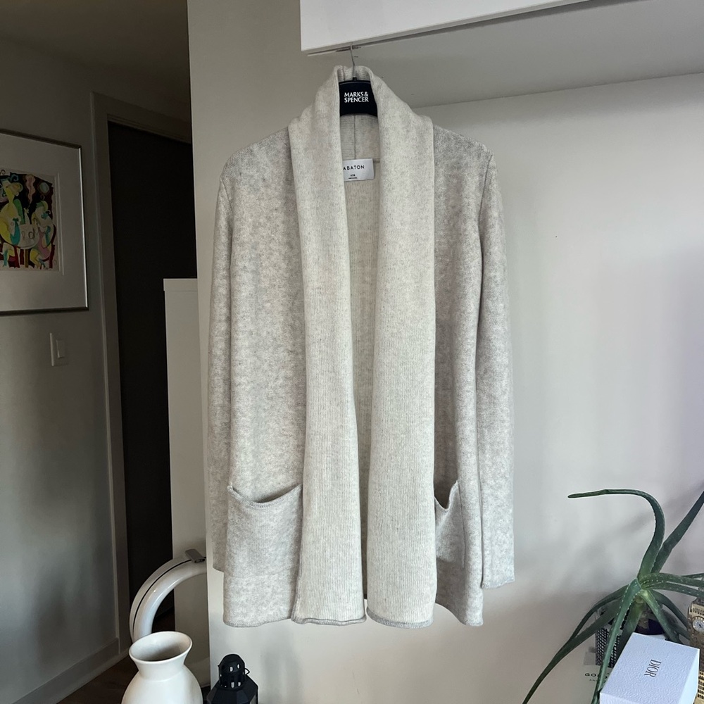 Aritzia Babaton Beekman Grey Cashmere Wool Knit Cozy Cardigan Cottagcore 2XS
